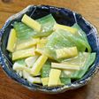 破竹と刺身こんにゃくのゆず酢味噌かけ