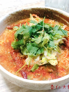 鶏つくねと大根菜の酸辣湯春雨-レシピのメイン写真