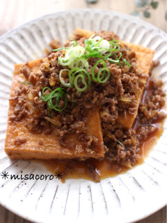 m厚揚げの甘辛にんにく醤油ひき肉のせ-レシピのメイン写真