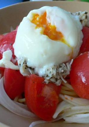 新玉ねぎとトマトのスパゲティ-レシピのメイン写真