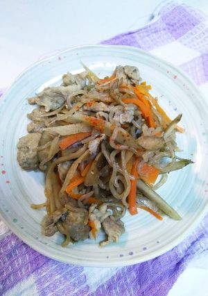 簡単！豚コマとごぼうの炒め煮♪-レシピのメイン写真