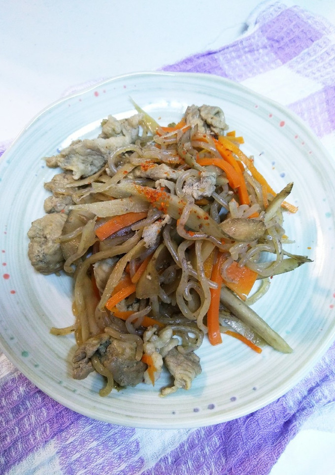 簡単！豚コマとごぼうの炒め煮♪-レシピのメイン写真