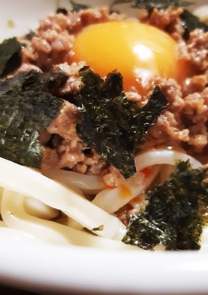 究極の手抜き！坦々釜玉うどん-レシピのメイン写真