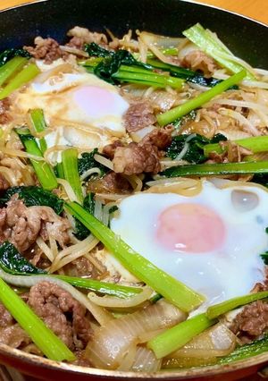 小松菜と牛肉のすき煮-レシピのメイン写真