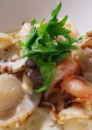 ホタテクリームパスタ-レシピのメイン写真
