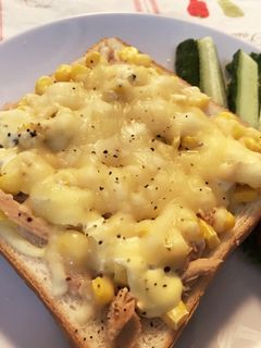 簡単朝食↑コーン ツナ マヨ トースト♡-レシピのメイン写真