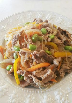 豚肉 野菜 白滝 醤油 ナンプラー炒め-レシピのメイン写真