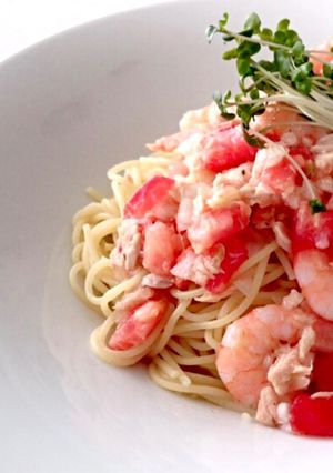 トマトとエビとツナの冷製パスタ-レシピのメイン写真