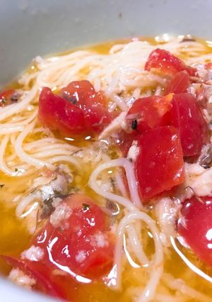 レンチンで簡単！冷製カッペリーニ風素麺♪-レシピのメイン写真