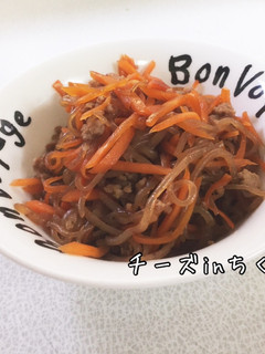 しらたき挽肉人参のきんぴら☆お弁当にも!-レシピのメイン写真