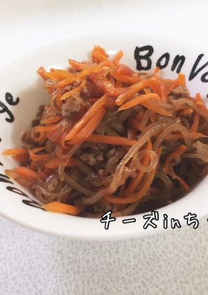 しらたき挽肉人参のきんぴら☆お弁当にも！-レシピのメイン写真
