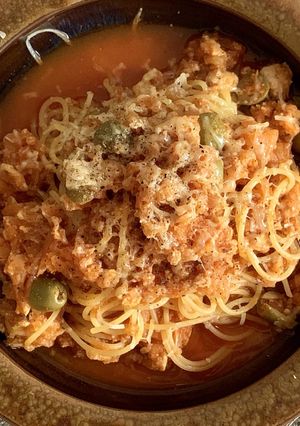 トマトジュースでチキントマトパスタ-レシピのメイン写真