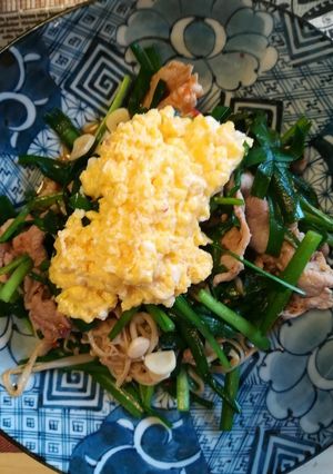 ニラ玉　豚肉炒め-レシピのメイン写真