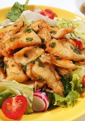 鶏むね肉で甘酢たれ！隠し味は味ぽんで！-レシピのメイン写真