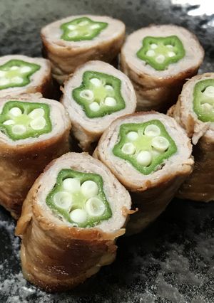 断面がきれい！オクラの豚ロース薄切肉巻き-レシピのメイン写真
