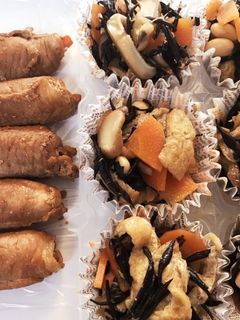 弁当作り置き 肉巻き照り焼き、ひじき煮-レシピのメイン写真