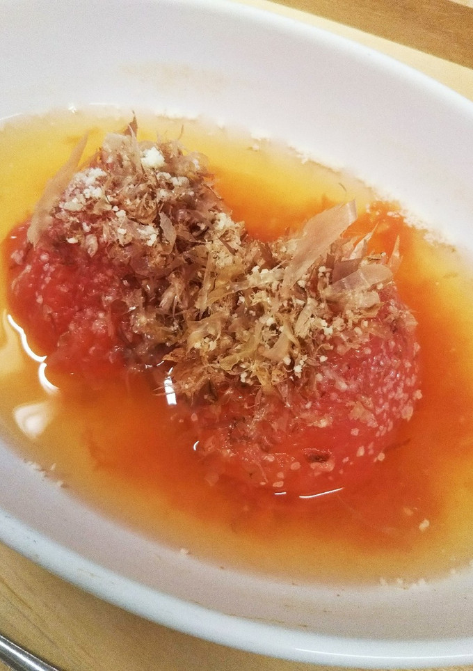 レンジで丸ごとトマトのほっこり和風スープ-レシピのメイン写真