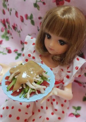 リカちゃんサイズ♡棒々鶏(ごまだれ)ꕤ-レシピのメイン写真