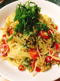 自家製なめ茸で冷製パスタ(´∨`*ゞえへ-レシピのメイン写真