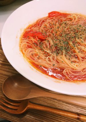 冷製トマトスープパスタ～混ぜるだけスープ-レシピのメイン写真