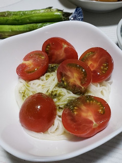 ひんやり♪バジルソースで素麺-レシピのメイン写真