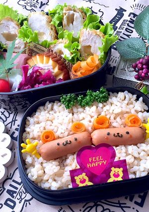 6月4日　薔薇くまちゃん玄米弁当　詰め方-レシピのメイン写真