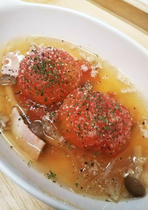 レンジで簡単丸ごとトマトのコンソメスープ-レシピのメイン写真