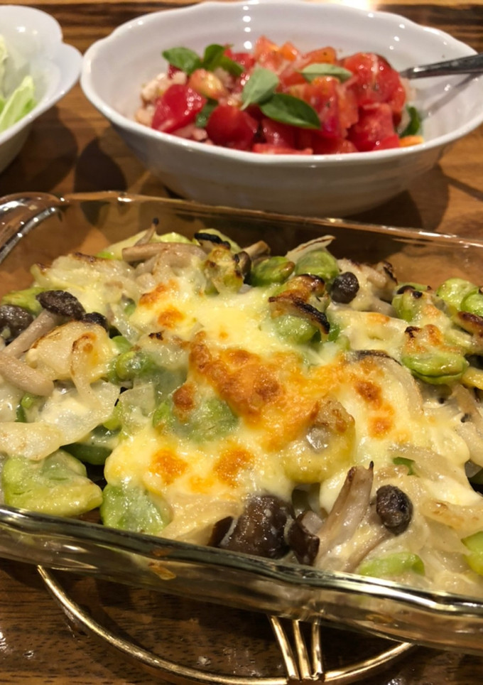そら豆としめじのグラタン風-レシピのメイン写真