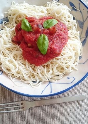 お肉無し⭐トマトソース素麺パスタ-レシピのメイン写真