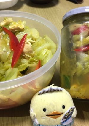 蒸し鶏とキャベツのカレー甘酢漬け 保存可-レシピのメイン写真