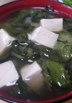 春菊と豆腐のお味噌汁-レシピのメイン写真