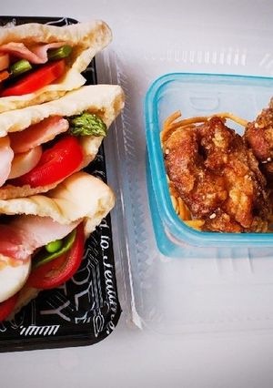 ピタパンと唐揚げ弁当-レシピのメイン写真
