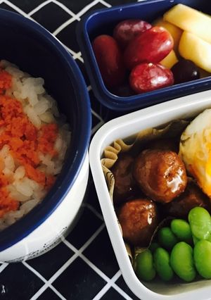 ミートボール（市販）弁当-レシピのメイン写真