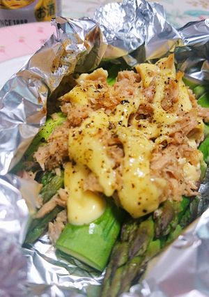 アスパラガスのツナマヨホイル焼き-レシピのメイン写真