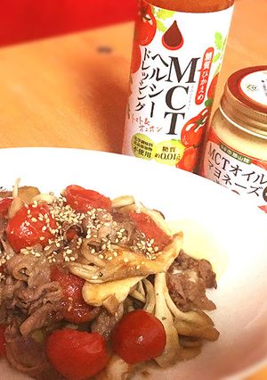 MCTドレッシングでラム肉トマト炒め-レシピのメイン写真