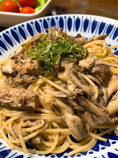 サバ缶と舞茸のパスタ-レシピのメイン写真