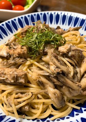 サバ缶と舞茸のパスタ-レシピのメイン写真