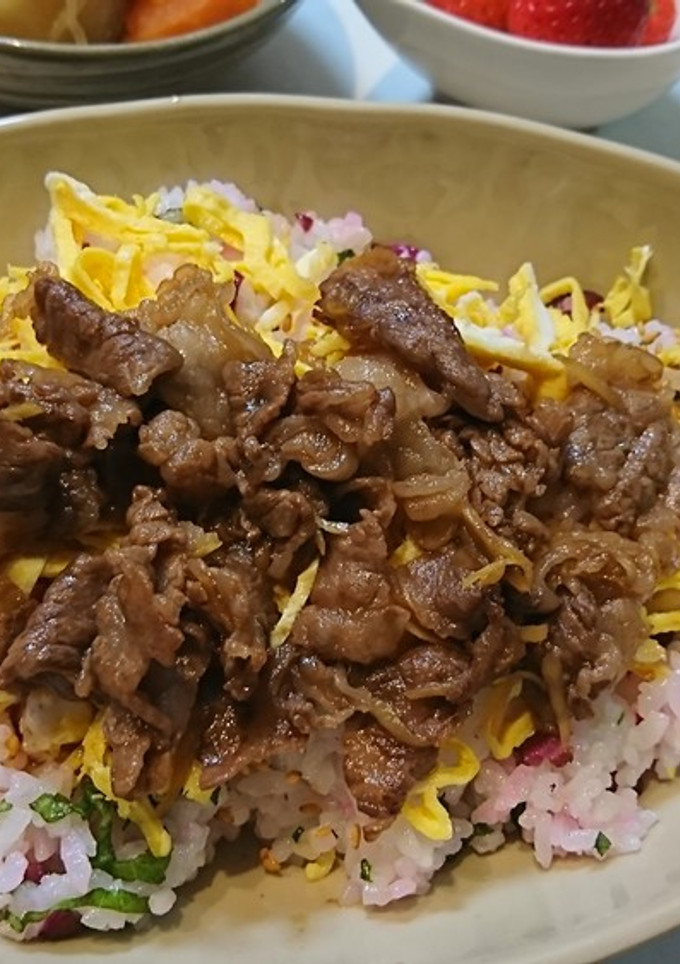 牛肉ちらし寿司(しば漬)-レシピのメイン写真