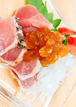 マグロのたたき　だしジェル添え-レシピのメイン写真