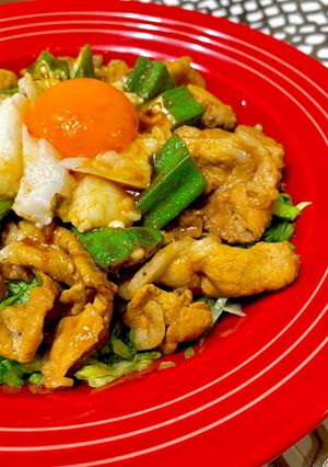 レモン香る!オクラにんにくのさっぱり豚丼-レシピのメイン写真