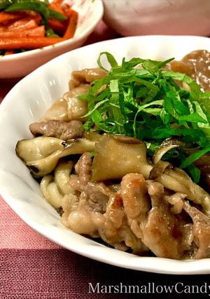 簡単！豚肉と舞茸の味噌炒め♡シソ添え♡-レシピのメイン写真
