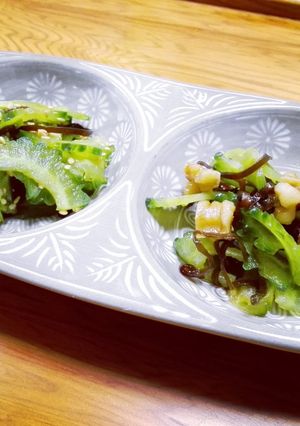 ゴーヤとくるみの塩昆布和え-レシピのメイン写真