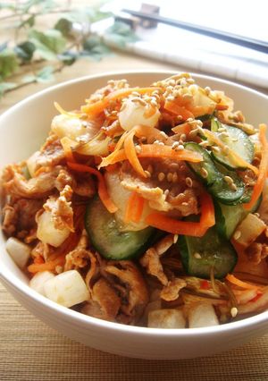 豚肉＆ナムルのキムチ炒め丼-レシピのメイン写真