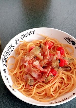 簡単！ナスとベーコンのトマトパスタ-レシピのメイン写真