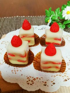 練りきり餡で作る❤可愛い苺ショートケーキ-レシピのメイン写真