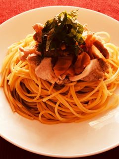 簡単☆梅と豚しゃぶの冷製パスタ-レシピのメイン写真