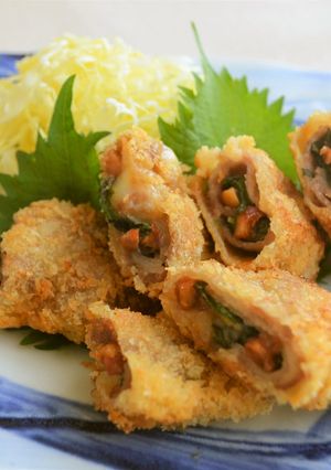 みそピーと豚肉の梅しそ巻き-レシピのメイン写真