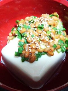 夏にピッタリ!薬味たっぷり明太納豆の冷奴-レシピのメイン写真