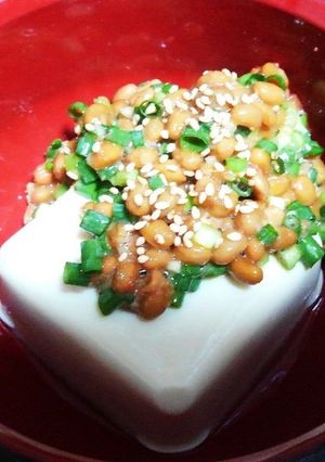 夏にピッタリ！薬味たっぷり明太納豆の冷奴-レシピのメイン写真