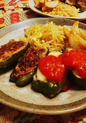 ピーマンの肉詰め　オーブン-レシピのメイン写真
